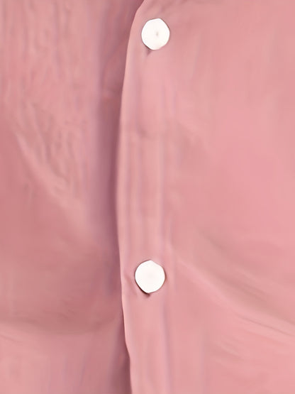 Camisa de homem em algodão de manga comprida e cor sólida com botões, modelo com lapela, ideal para a primavera e outono.