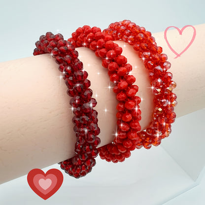 Esbbela 3pcs Bracelet Set Holiday Gift Beaded Artificial Crystal Stackable Strap Set with Elasticity Suitable for Women Men 16.51-20.32cm Daily Vacation