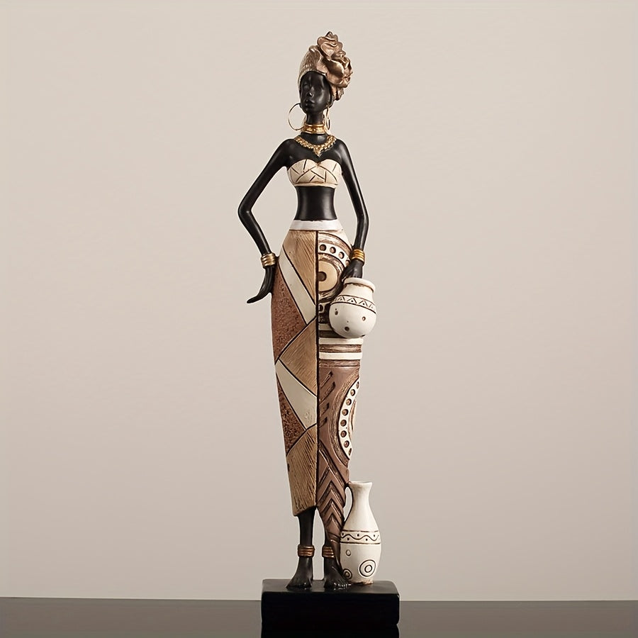 African Tribal Resin Figurine Hand-Painted Geometric Patterns 5 Styles