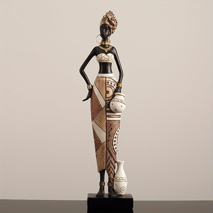 African Tribal Resin Figurine Hand-Painted Geometric Patterns 5 Styles