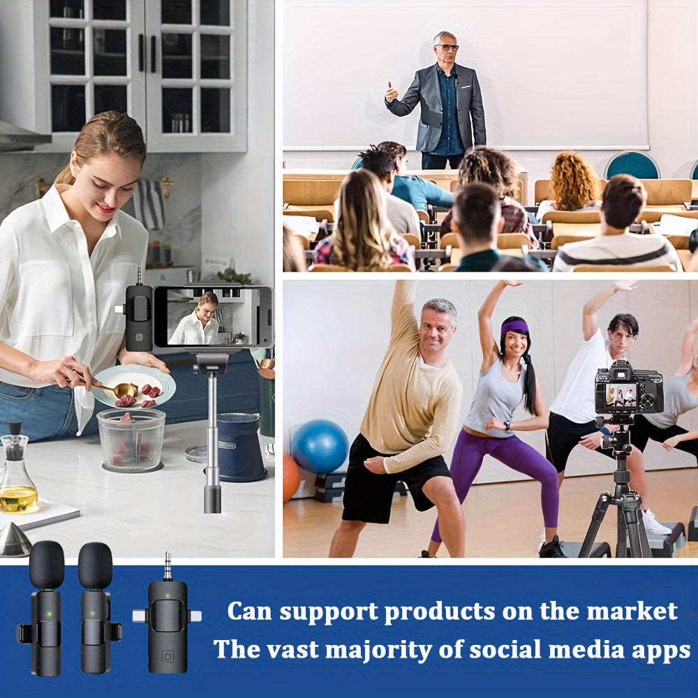 3.5mm Jack 3-in-1 Professional Wireless Lavalier Microphone with Noise Canceling, Clear Sound, High Sensitivity, 2.4GHz Receiver, Stable Transmission - Ideal for Computers, Cameras, Laptops, Online Teaching, Conferences, Tou