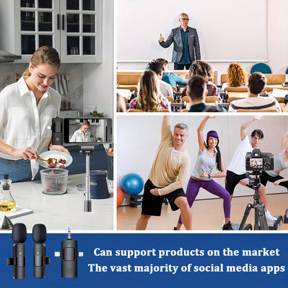 3.5mm Jack 3-in-1 Professional Wireless Lavalier Microphone with Noise Canceling, Clear Sound, High Sensitivity, 2.4GHz Receiver, Stable Transmission - Ideal for Computers, Cameras, Laptops, Online Teaching, Conferences, Tou