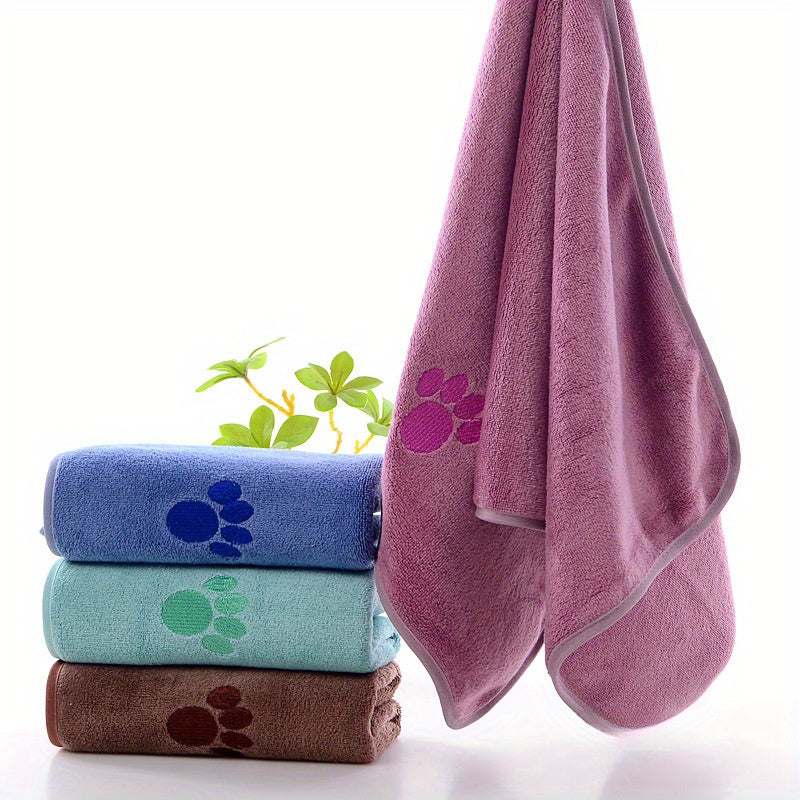 1pc Super Absorbent Dog Bath Towel With Adorable Embroidery - Gentle & Stylish Cleaning Solution For Your Furry Friend