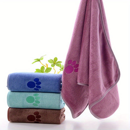 1pc Super Absorbent Dog Bath Towel With Adorable Embroidery - Gentle & Stylish Cleaning Solution For Your Furry Friend