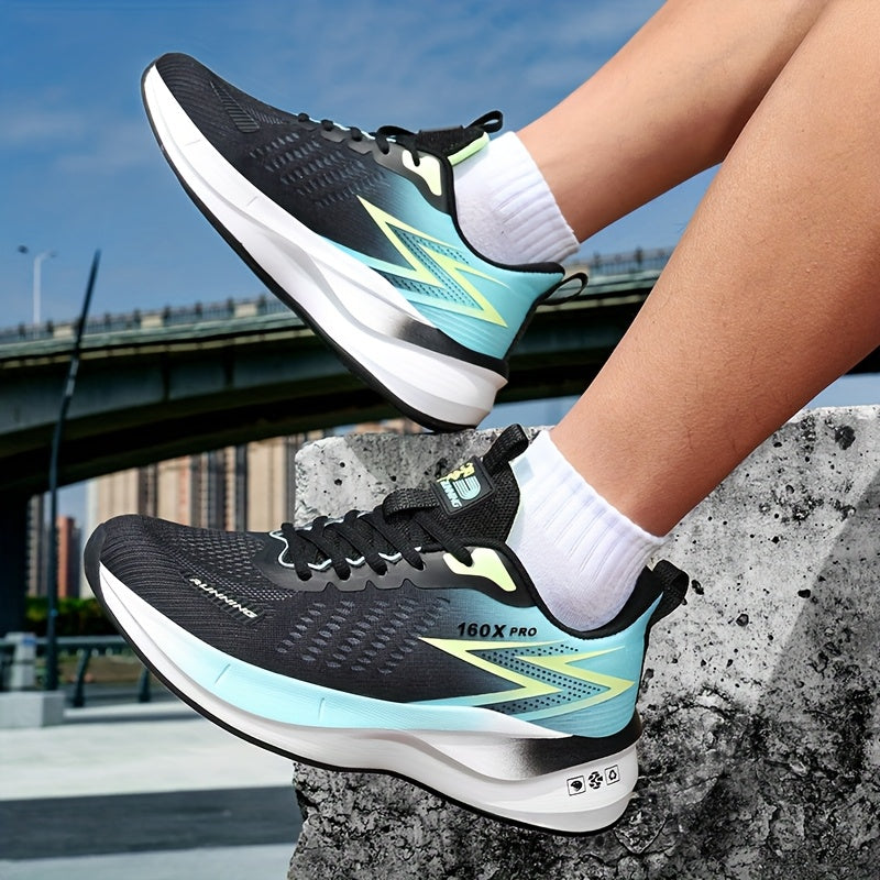 Men's Lightweight Breathable Hiking & Running Shoes - Trail, Gym, Road Shoes - Turquoise & Neon Green Accents - All-Season Outdoor Sneakers - Cushioned MD Sole - Lace-Up Closure - Compatible with Women's Compatible Partners -