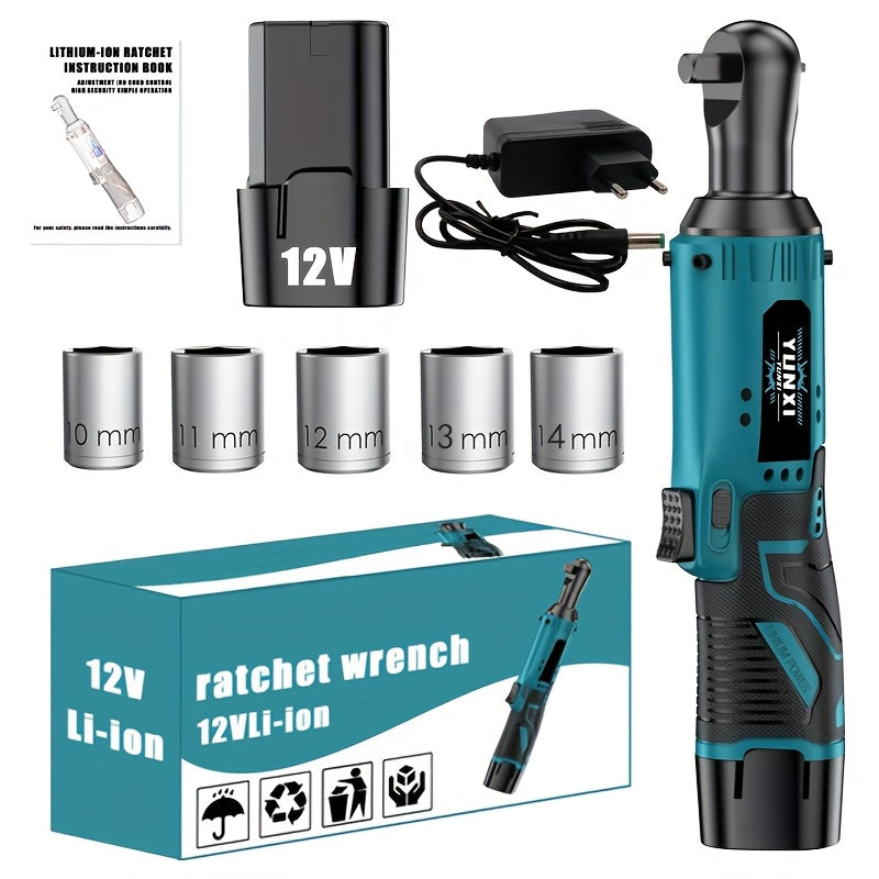 2025 New Electric Wrench, Portable Ratchet Wrench, Automotive Maintenance Angle Crane Installation Tool, Effort-Saving Quick-Release Wrench for Home Renovation, Ergonomic Socket Design, Featuring Adjustable Speed ​​Trigger, Ide