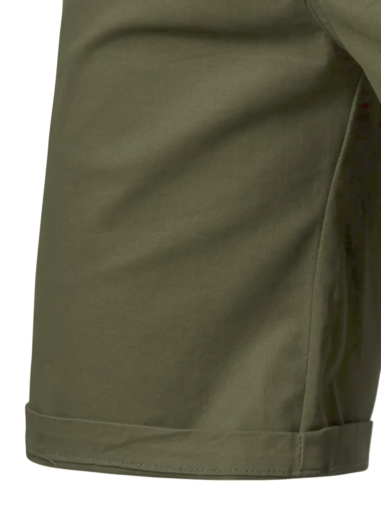 Men'S Classic Solid Color Polyester Short Pants, Casual Golf Wear, Mid Waist, Regular Fit, Slight Stretch Fabric, with Pocket