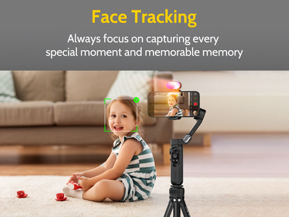 Smart X Complete Combo1 Three-Axis Stabilizer Compatible with Android&Phone 12 13 14 15 16 Pro Max Comes with Portable Carrying Bag Retractable Tripod RGB Fill Light AI Tracking 360 Degree Rotation Multi-Angle Shooting Gestur