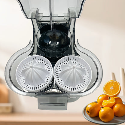 Copo de sumo portátil, espremedor doméstico de duas cabeças, espremedor multifuncional com separação de polpa, grande capacidade, material ABS, separador de polpa silencioso, ideal para viagens, leve e perfeito para cozinhas pequenas.