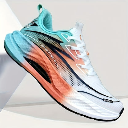 Unisex Running Shoes - Orange/Black Gradient Athletic Sneakers, Breathable Fabric Upper & Cushioned EVA Sole - Lightweight Gym, Jogging, Everyday Shoes for Men and Women - All-Season Performance Footwear, Casual Sportswear, M