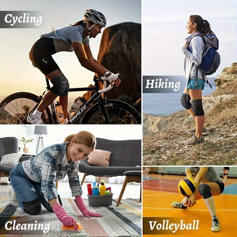 2pcs Heavy-Duty Knee Braces with Thick Cushioning - Adjustable Compression Fit (Black/Tea) for Men and Women, Joint, Post-Surgery, &amp; Knee Stabilizers