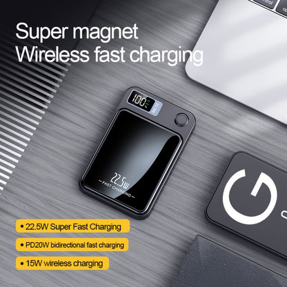 1pc KOILAGER 10000mAh Portable Power Bank with Ultrathin Magnetic Wireless Charging, 22.5W Super Fast Charge, PD20W Bi-directional Fast Charging, 15W Wireless Power, LED Display, Dual Power USB/Type-C for iPhone 16/15pro/14ma