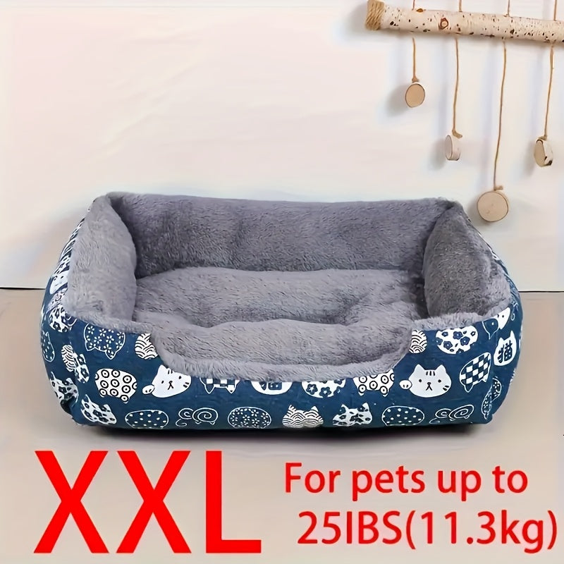 Super Soft Pet Bed for Cats & Dogs - Plush Polyester Fill, Blue Paw Print Design, Durable Indoor Sofa Cushion, Easy to Clean, Cozy & Comfortable for Indoor Pets, Cat Bed, Playful Pet Design, Easy Clean Material
