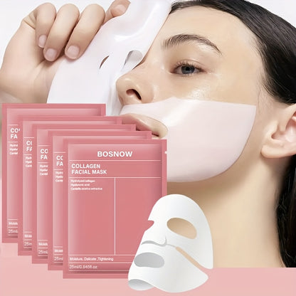 5pcs Instant lifting collagen white mask, moisturizing and moisturizing, keep the Light Beige hydrated and full, firm the Light Beige, make the Light Beige more firm and smooth, make the Light Beige look more beautiful and sh