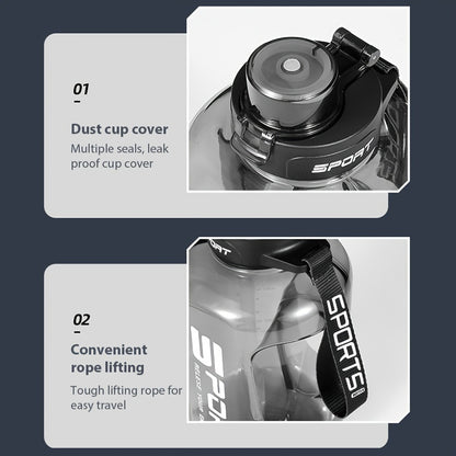 1pc 2.5L/84.54oz Large Capacity Spill-Proof Water Bottle - Portable, Durable PC Plastic with Flip-Top Lid, Ideal for Outdoor Sports, Travel and Fitness, Hydrate in Style with "SPORT" Motivational Design, Sports Water Bottle