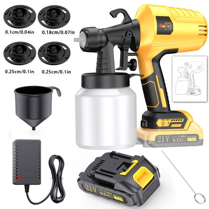 2025 New Model Wireless Paint Sprayer with Cordless High-Pressure Spray Gun - Heavy-Duty Battery-Powered Paint Gun with Ergonomic Handle, Easy-Clean Design &amp; Large Paint Tank for Indoor/Outdoor Walls, Wood, Furniture, DIY Project