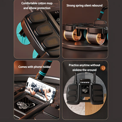 Lingpeng Smart Ab Roller with Automatic Rebound - 4-Wheel Core Strength Trainer & Elbow Support Pad, Durable PP/TPE Material, Ideal for Home Fitness, Lingpeng