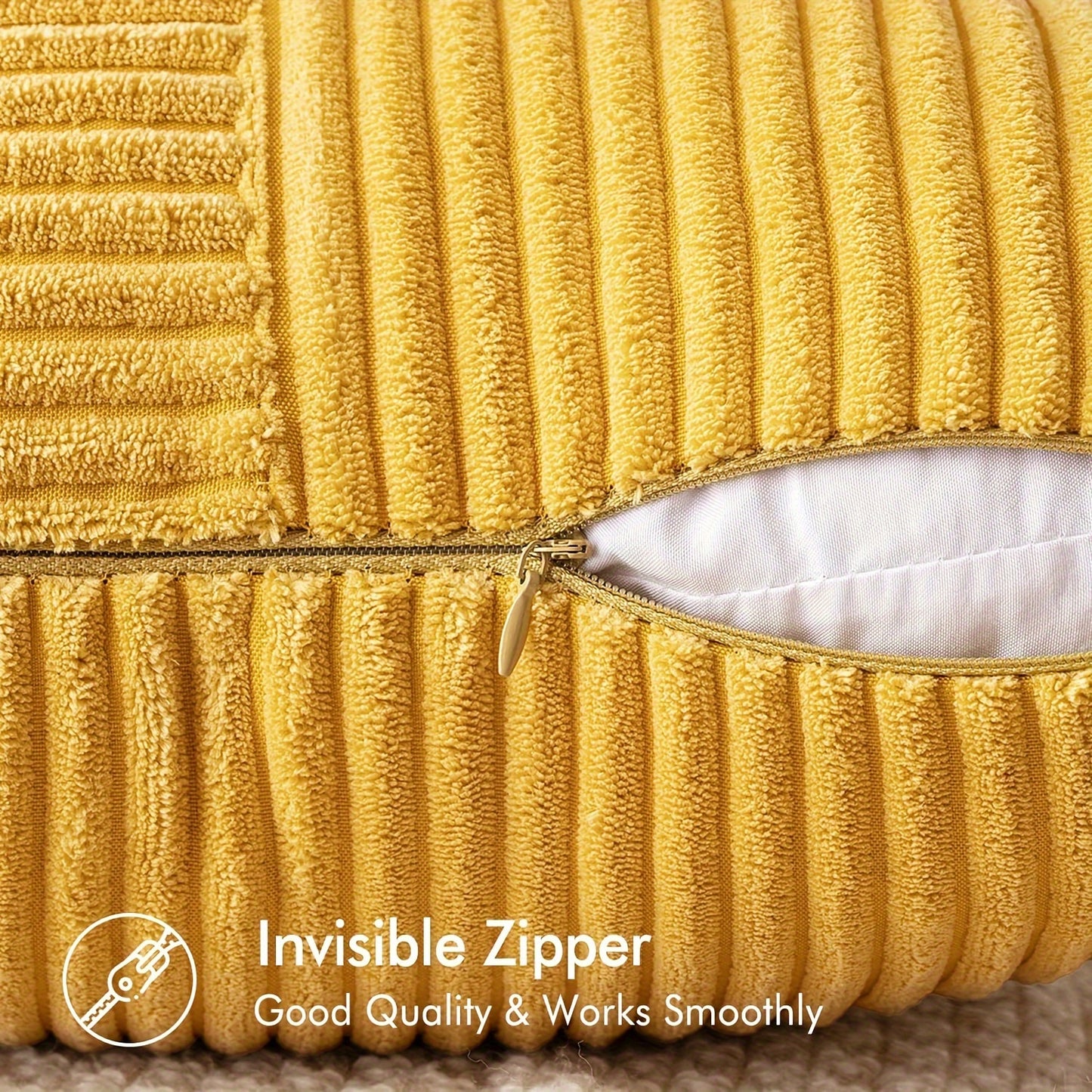 4pcs of mixed pillows (2pcs of square + 2pcs of rectangle) with pillow core, regular surface, all-match wear-resistant corduroy striped pillow, suitable for sofa bedroom living room balcony decoration pillow