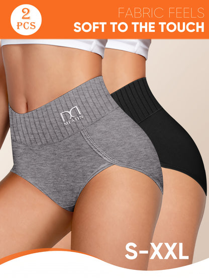 2-Pack Women'S High-Waisted Panties, Soft Fit Triangle Underwear, Breathable and Light Beige-Friendly