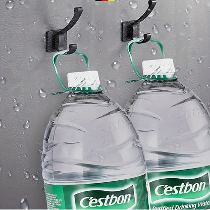 4pcs Self Adhesive Hooks - No-Drill Wall-Mounted Towel & Robe Hangers, Space-Saving Aluminum Powder-Coated Black Hooks for Bathroom, Bedroom, Kitchen - Versatile Storage for Clothes, Hats, Towels, Bathroom Organization, Sleek