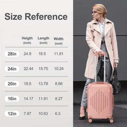 4pcs Luggage with Corner Protectors, 12/ 20/ 24/ 28-Inch, Durable Hard Shell, 360 Spinner Wheels, Multifunctional Large Capacity, Lightweight Travel Suitcase