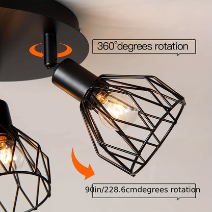 Kitchen lighting fixtures are ceiling mounted, with a three way rotating black iron lampshade, suitable for use in kitchen farmhouses, restaurants, porches, corridors, etc. ( excluding E14 bulbs)
