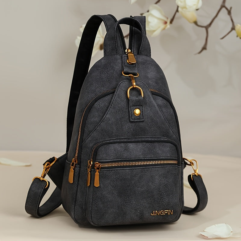 Vintage Elegance Brown Backpack for Women - Adjustable Strap, Zipper Closure, Multiple Compartments, Stylish Shoulder & Crossbody Bag, Casual Everyday Bag|Vintage Elegance Bag|Durable Zipper Closure