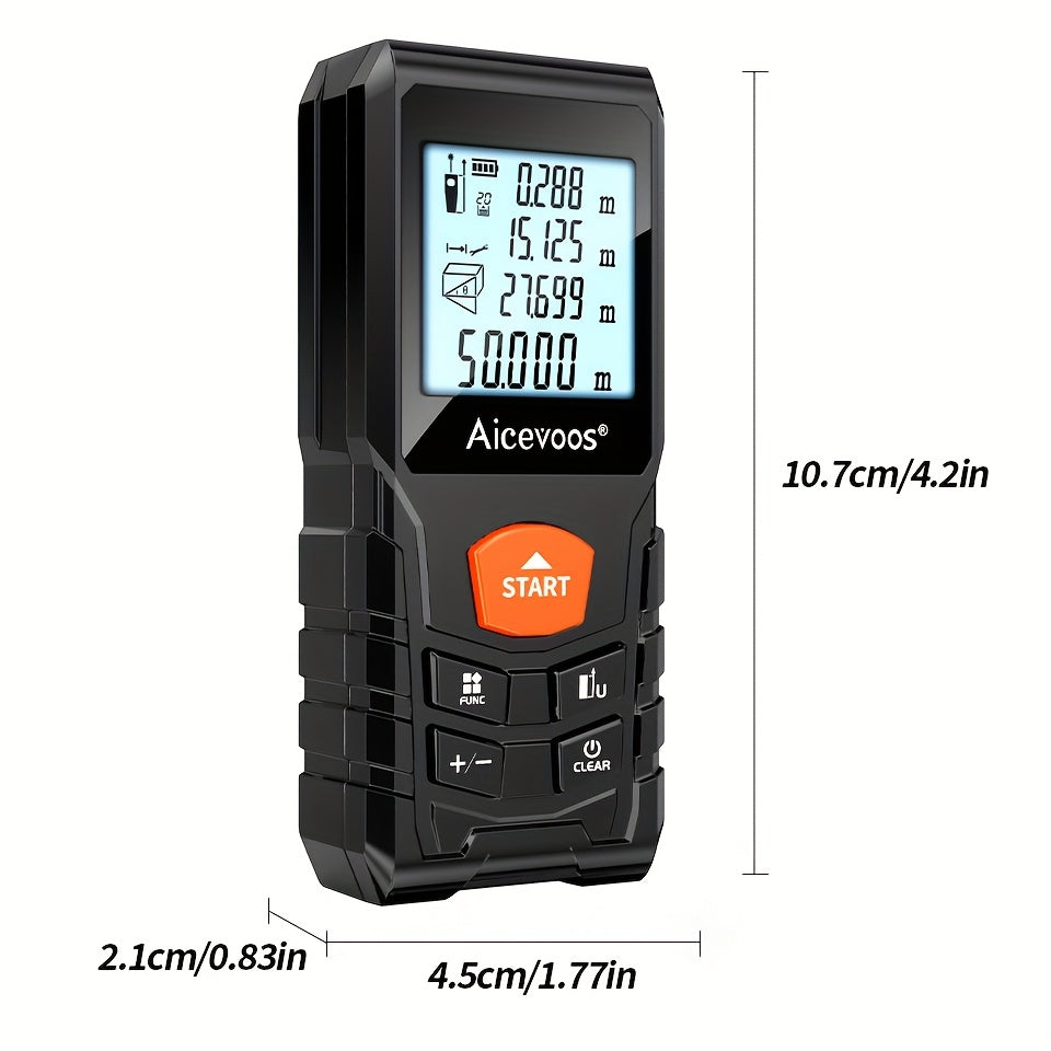 AICEVOOS High Precision Digital Laser Distance Meter, 50-120m Range, Battery-Powered, Rubber Casing, Electronic Measuring Tape for Industrial Measurement, Measurement Tool|Digital Distance Meter|Rubber Casing Tape