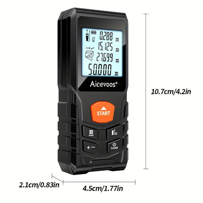 AICEVOOS High Precision Digital Laser Distance Meter, 50-120m Range, Battery-Powered, Rubber Casing, Electronic Measuring Tape for Industrial Measurement, Measurement Tool|Digital Distance Meter|Rubber Casing Tape