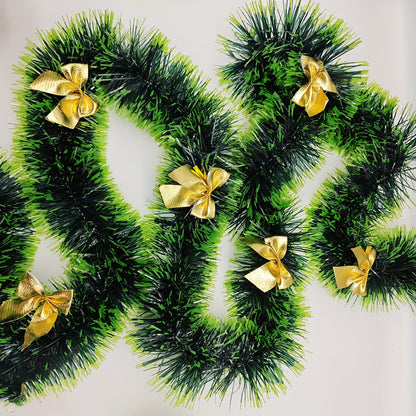 6.56ft Christmas Rattan, Dark Green And White Edge Christmas Decoration Strips, Wedding Celebration Holiday Decoration Snowflakes, 3.54inch Diameter