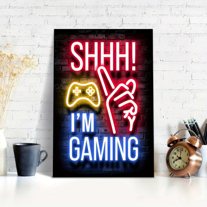1pc Neon Game Poster - Vibrant Canvas Painting for Electronic Sports Room, Game Hall, and Boys' Bedroom - Perfect Wall Decor for Gamers