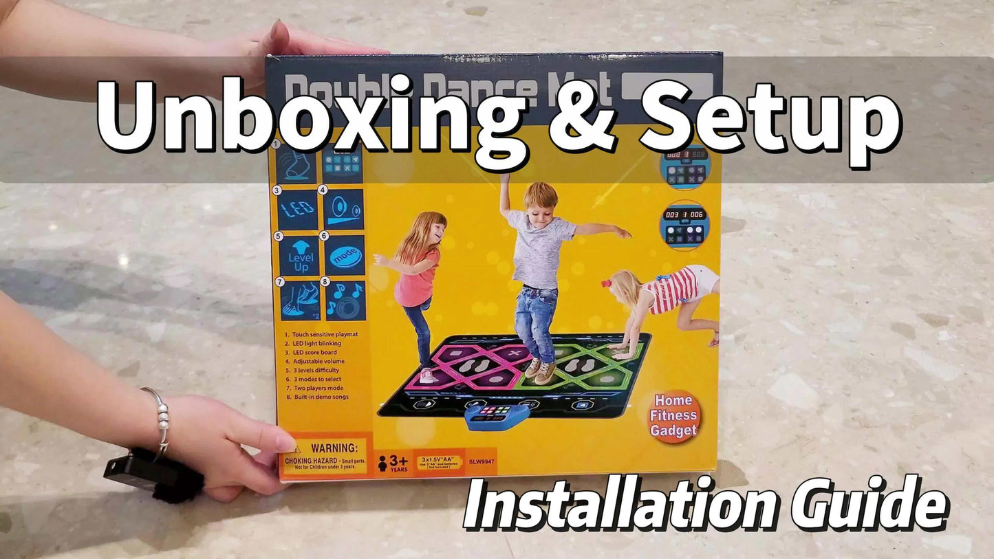 Tapete de dança duplo para crianças, tapete de ritmo e dança, brinquedo para oferecer a meninos e meninas, tapete de dança com luzes LED, volume ajustável, música integrada, 3 níveis de dificuldade (3 aos 12 anos)