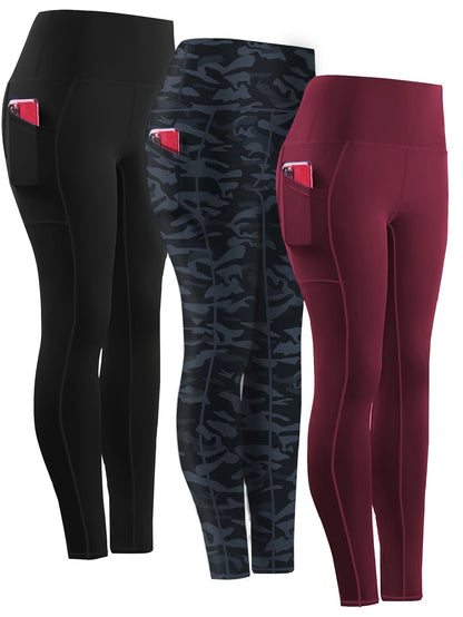 Three-piece Set, Sports Yoga Pants for Women, High Waist, Tight, Quick-Drying, Compression Pants, High Elasticity, Running Outerwear, Long Trousers, Bottoming Pants
