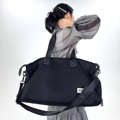 Women's Fashion Minimalist Tote Bag, Large Capacity Sports Gym Bag with Shoe Compartment - Style Splice City Bag, Zipper Closure and Sturdy Handle, Suitable for Business, Vacation, and Everyday Use, Personalised Sports Bag, G