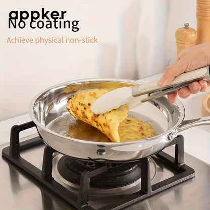 appker 3pcs Tri-Ply Clad Stainless Steel Cookware Set, Pots And Pans Kitchen Set with Tempered Glass Lids, Induction-Ready, Dishwasher-Safe, Silvery