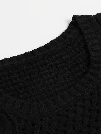 Elegant Pink Knit Sweater Dress for Women - Casual Long Sleeve, Round Neck, Bodycon Midi with Cable Knit Pattern, Perfect for Fall/Winter, 100% Polyester