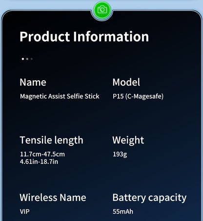 4-in-1 Multi-function Selfie Stick with Bluetooth Remote Control | Magnetic, Cell Phone Clip Dual Combination, 360° Rotation + 220° Flip Adjustment | Detachable Tripod/Cell Phone Holder | Portable Folding Compatible with 4.