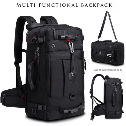 50L Large Capacity Convertible Backpack for Men - Black, Multi-Functional Hiking & Travel Bag with Laptop Compartment, Adjustable Straps, Durable Polyester Lining, Ideal for Outdoor Adventures, Sports, and Everyday Use, Trave
