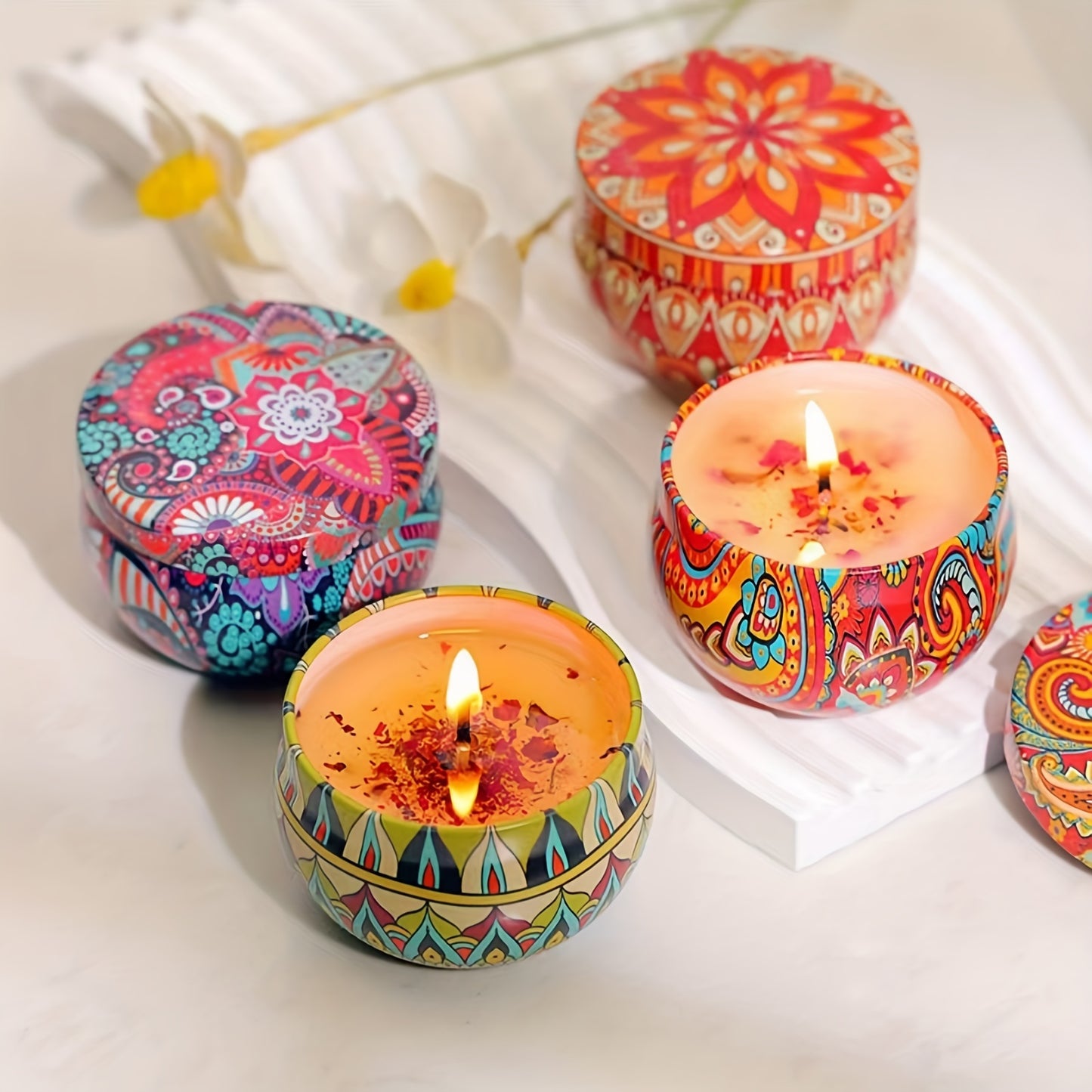4pcs of fragrant candle set (4 kinds of fragrance types: jasmine, sandalwood, Small Canglan, Rose) cans are random. Candles, Bathing, Yoga, and Holiday Gifts, Mother's Day Gift