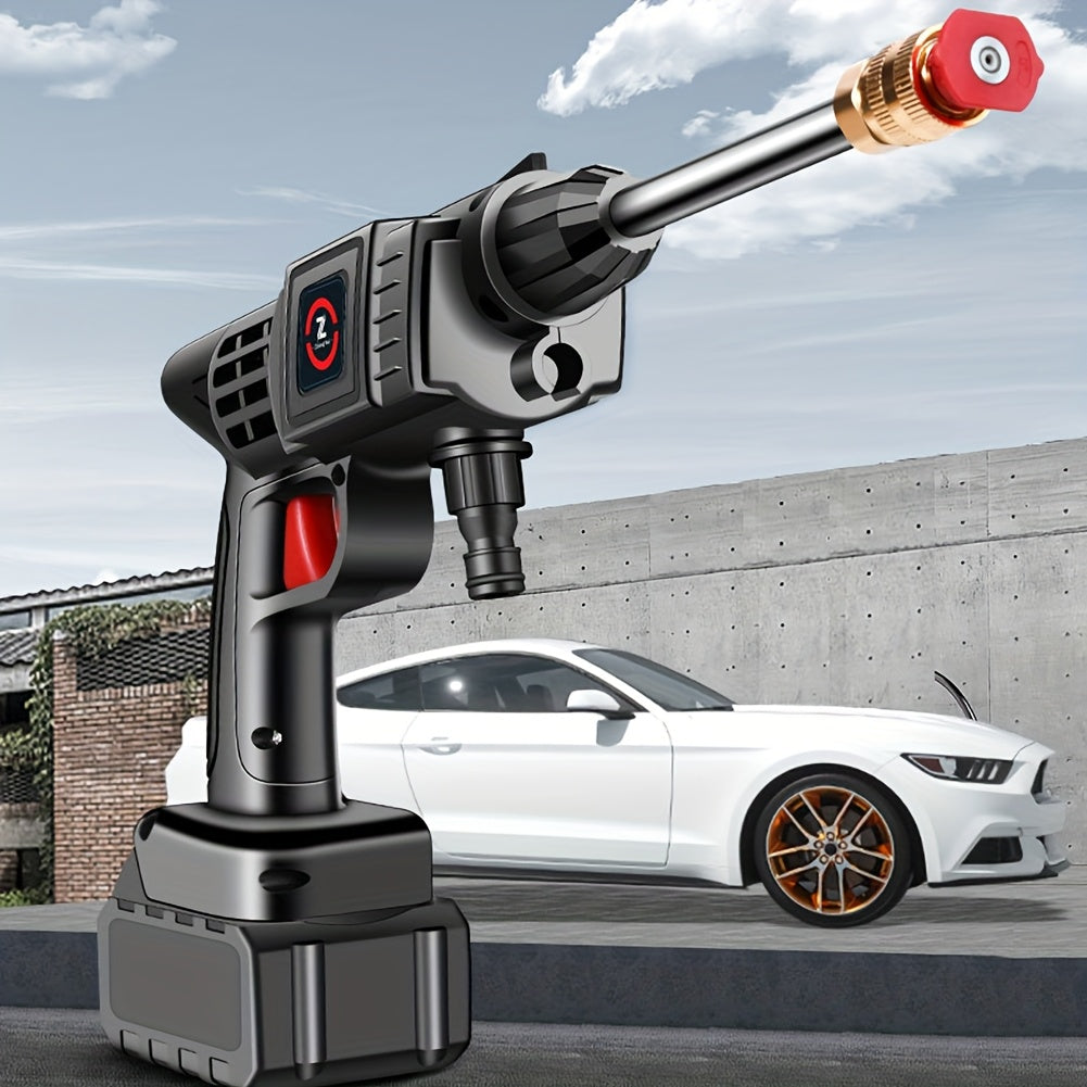 21V Cordless Electric Pressure Washer with 1300mAh Battery and Charger - Handheld Power Washer, Lithium-ion Battery Powered, Ergonomic Design with Adjustable Nozzle &amp; Hose Connector for Cars, Floors, Garden,