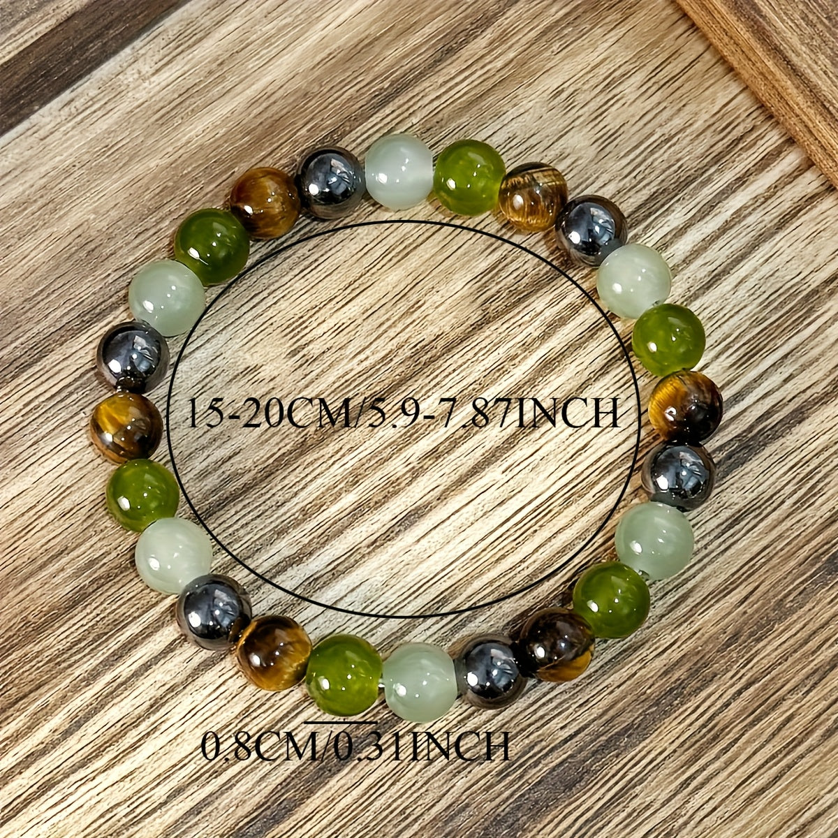 1pc CHENGYOUGE Women's Bohemian Bracelet - Natural Green, August Birthstone Jewelry, Everyday & Special Occasion Bracelet, Year-Round Elegant Beaded Chain for Women, Birthday Mother's Day Gift