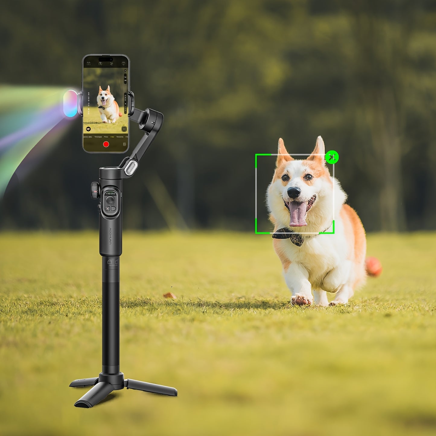 AOCHUAN 3-Axis Smartphone Gimbal Handheld Phone Stabilizer With AI 7.0 Anti-Shake, AI Face/Object Tracking Zoom & Focus Wheel Gimble For Smart Phone Video Recording Handheld Stabilizer For Video Creators 250g Payload Capacity