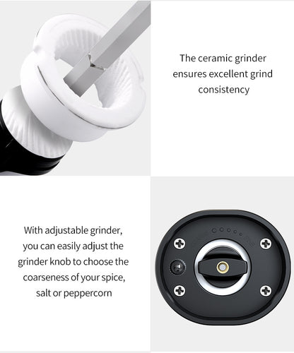 1pc Electric Salt And Pepper Grinder With Adjustable Coarseness Refillable, Pepper Mill, Battery Powered, Kitchen Automatic Grinder, Kitchen Gadgets