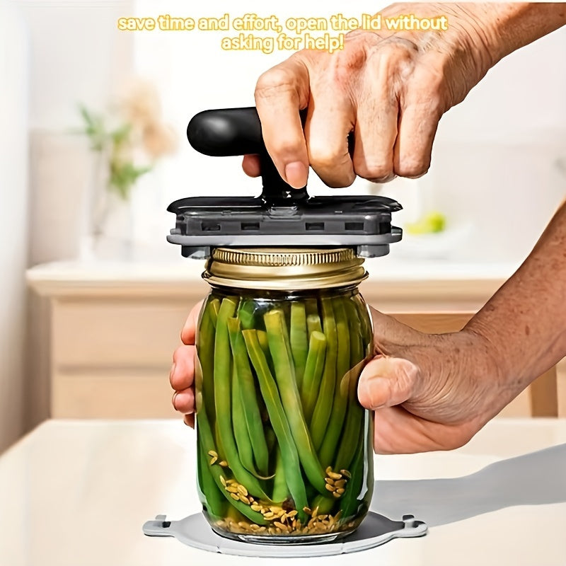 1pc Heavy-Duty Metal Manual Can Opener - Ergonomic Easy-Grip Handle, Safe & Effortless Lid Removal, No Sharp Edges, Compact Kitchen Tool for Jars & Cans, Jar Opener, Sleek Design, Sturdy Construction