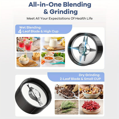 Liquidificador para Smoothies, Batidos e Smoothies, Conjunto de 15 Peças para Cozinha Pessoal com Moedor, Liquidificador Único para Preparar Sumos, Papinhas e Receitas Nutritivas com Escova de Limpeza