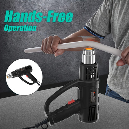 Kit de pistola de ar quente DKEOF 1280W para serviço pesado com definições de temperatura dupla (150°C/650°C), proteção contra sobreaquecimento, aquecimento rápido, cabo ergonómico e construção durável - para encolher PVC e soldar.