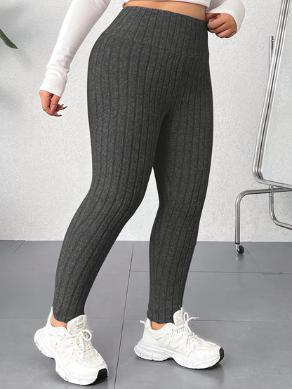 Plus Size, Women's High-Waisted Skinny Leggings - Non-See-Through Stretchy Pants, Machine Washable Tight Pants for,, Everyday Outfits - Plus Size Friendly & Casual Leggings