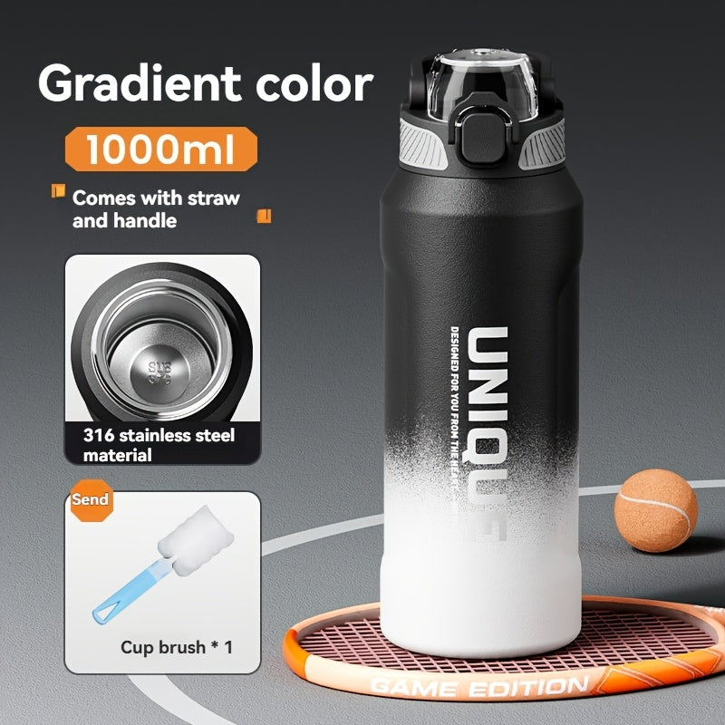 32oz Stainless Steel Pop-Up Water Bottle nRMEi - 316 Stainless steel, BPA-Free, 4-season hot/cold water retention, large capacity for outdoor activities, travel, daily use, insulated water bottle, Sleek M