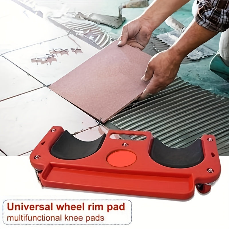 1pc Red & Black Rolling Kneeling Pad with Wheels & Built-In Tool Tray - Comfortable Cushioned Metal Platform for Carpenters, Machine Workers, Flooring & Auto Repairs