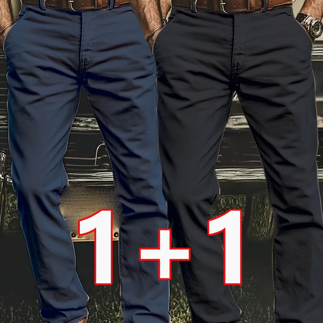 2pcs Men's Stretch Chino Pants - Straight-Leg Business Casual Trousers with Elastic Waistband, All-Season Formal &amp; Everyday Pants for Office, Meetings, and Casual Attire, Modern Pants, Comfortable Fit, Versatile